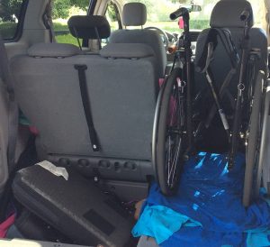 The family has a chair it keeps in the van for Erin. It requires some assembly and disassembly.