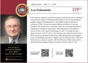 Lee Felsenstein, 219 AACHS Hall of Fame Member